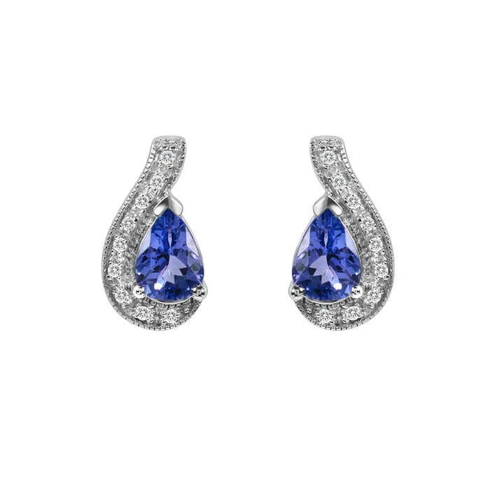 Pear Shaped Tanzanite Earrings set in 925 Silver