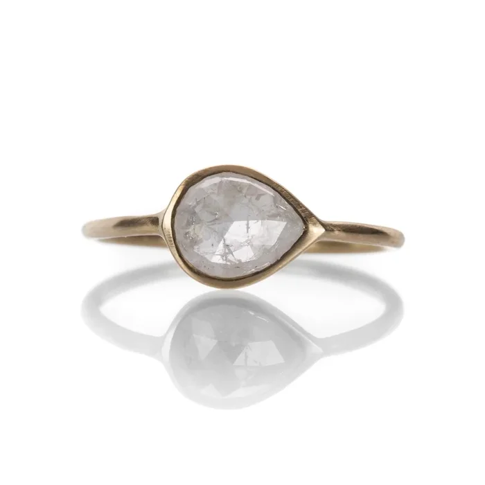 Pear Shaped White Diamond Ring