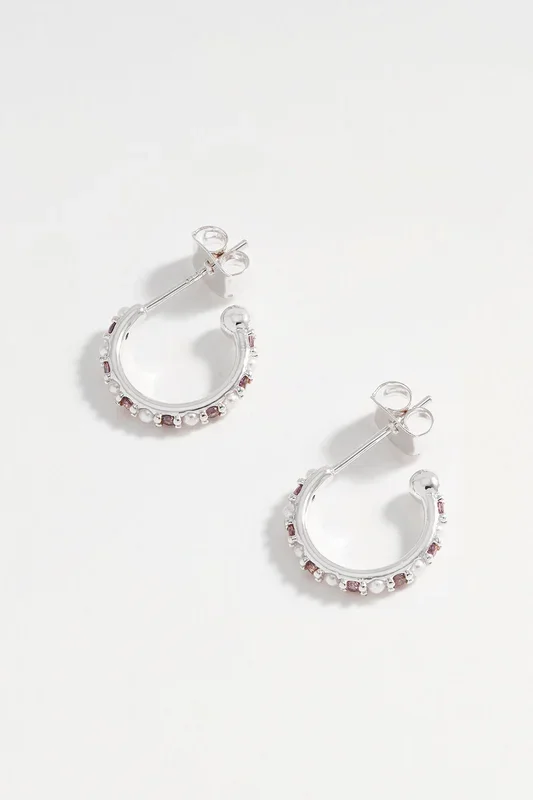 Pearl and Purple CZ Hoops