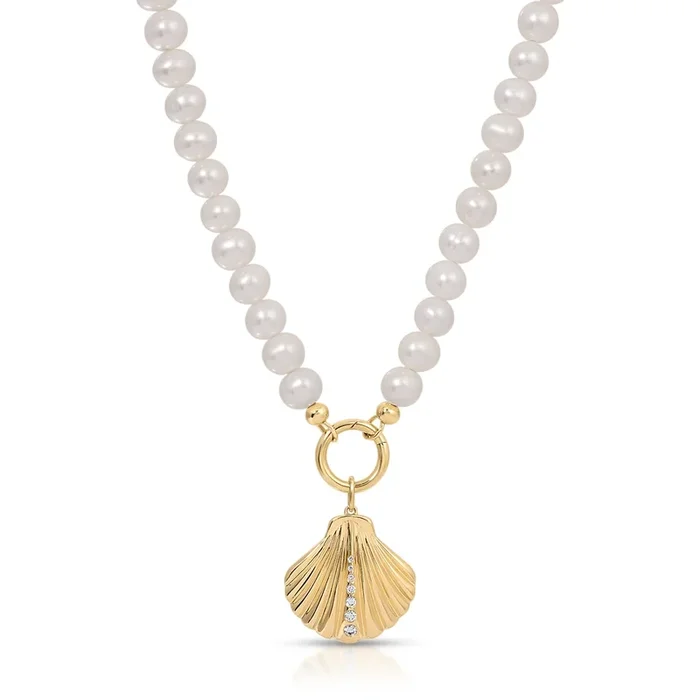 Pearl Enhanced Necklace with Jumbo Shell Charm