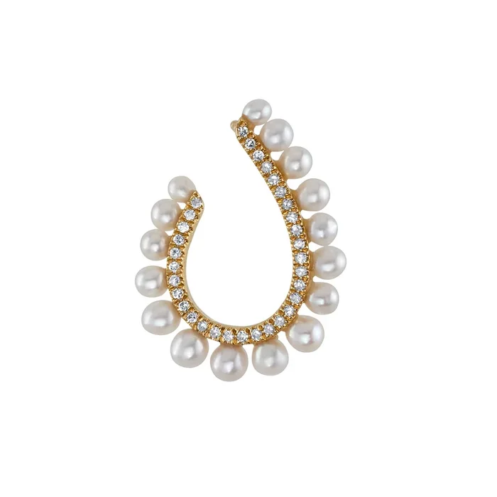 Pearl Hoop with Diamonds