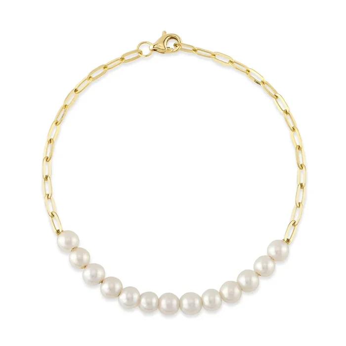 Pearl Paper Clip Link Bracelet