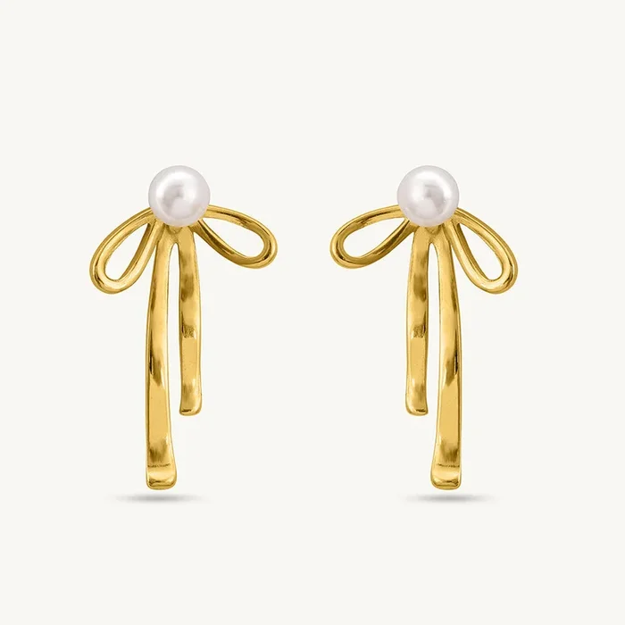 Pearl Ribbon Earrings