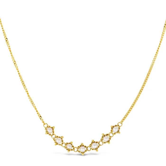 Pearl Textile Row Necklace in 18k Gold
