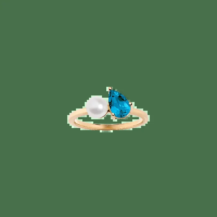 Pearl Toi et Moi Ring – London Blue Topaz