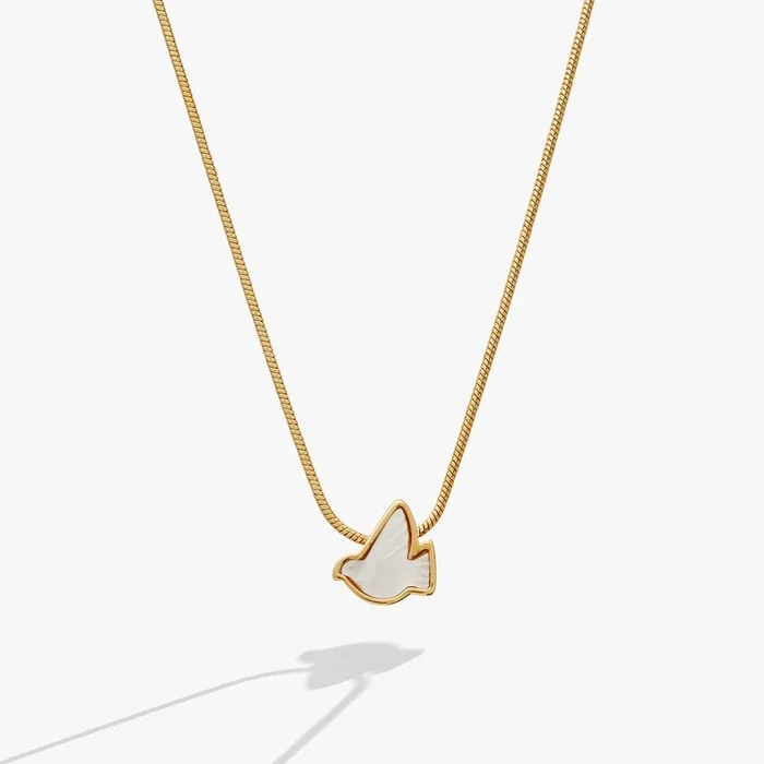 Pearlized Dove ‘Peace’ Slider Necklace