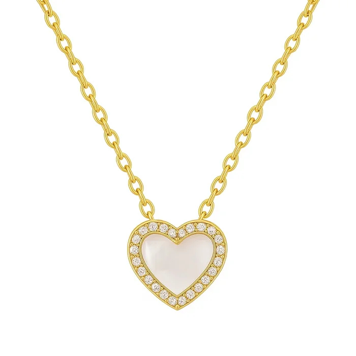 Pearly | Pave Heart Necklace