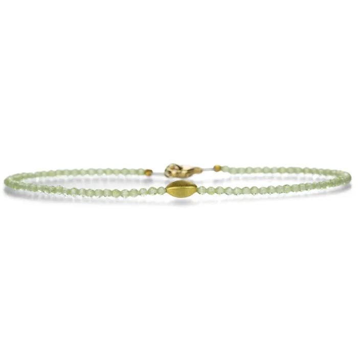Peridot and 18k Gold Bead Bracelet