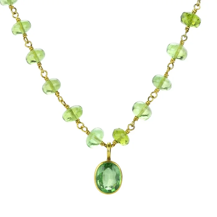 Peridot and Tsavorite Spun Sugar Necklace
