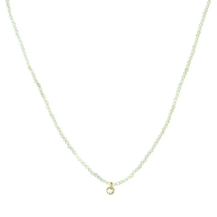 Peridot Beaded Necklace with Diamond Pendant