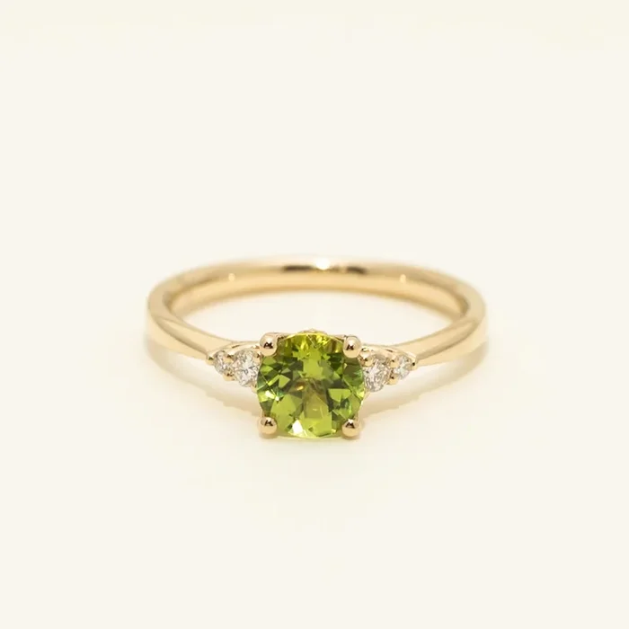 Peridot Ring in 14kt Yellow Gold with Diamonds (1/10ct tw)