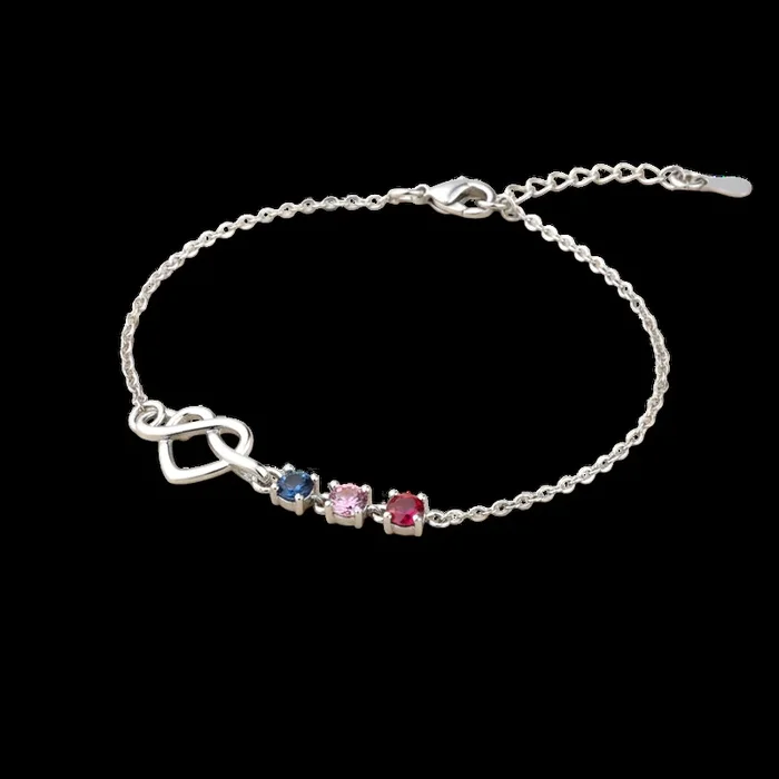 Personalized Birthstones Heart Knot Bracelet