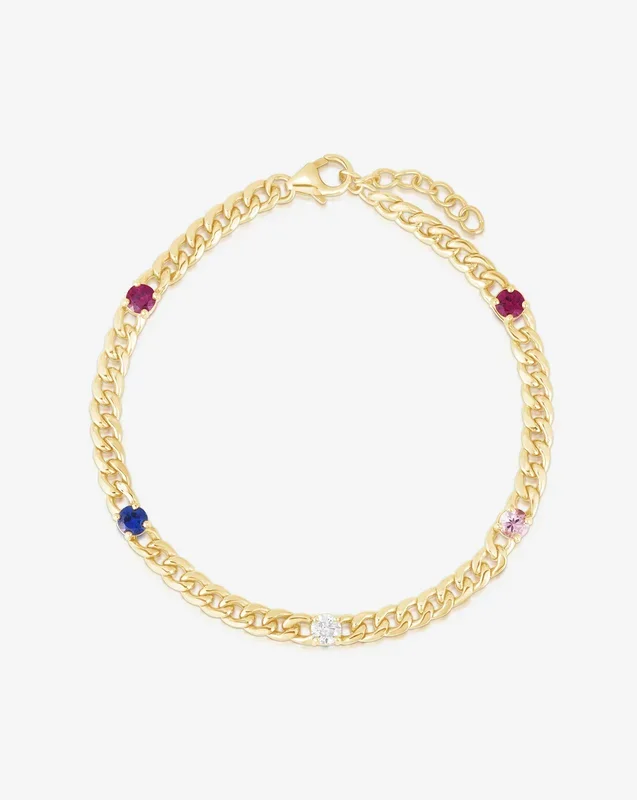 Personalized Curb Chain Birthstone Bracelet