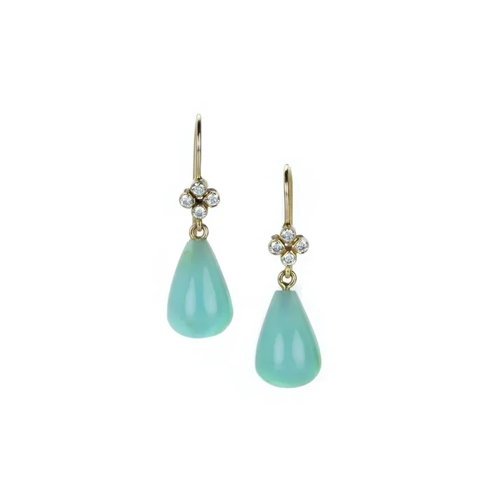 Peruvian Opal Clover Diamond Earrings