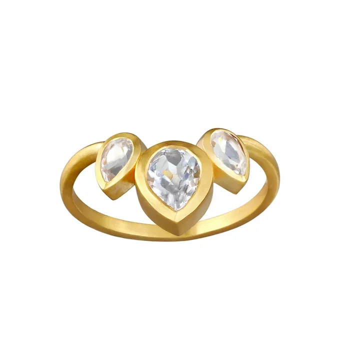 Petal Ring with White Topaz