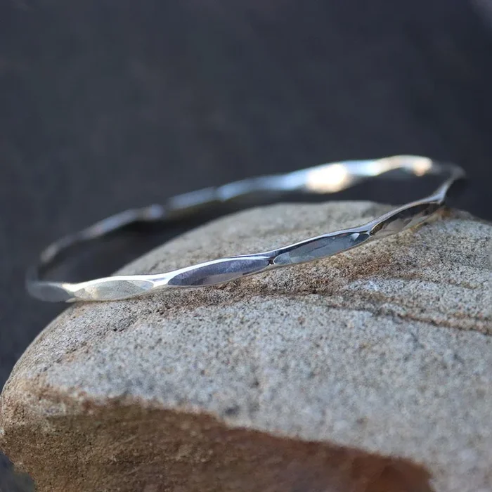Peter James Illumination Heavy Bangle Bracelet in Sterling Silver