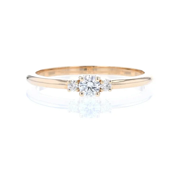 Petite 3 Stone Diamond Engagement Ring
