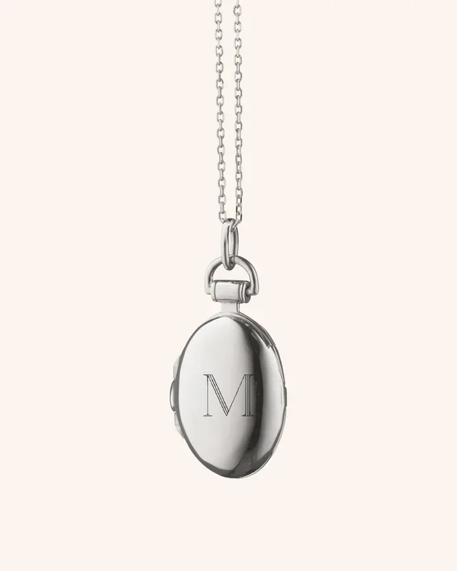 Petite “Anna” Sterling Silver Engraved Locket Necklace