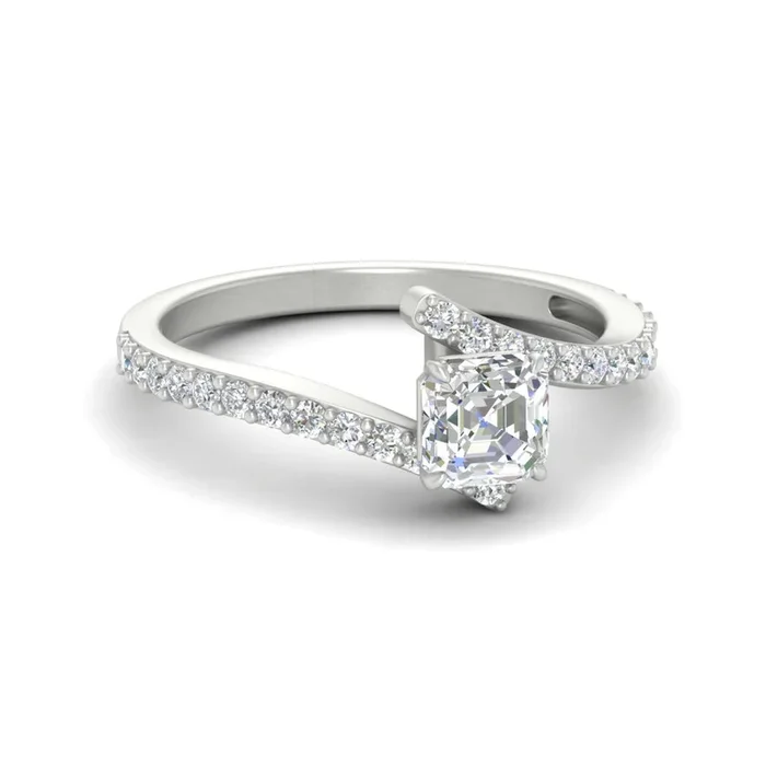 Petite Bypass Asscher Diamond Engagement Ring
