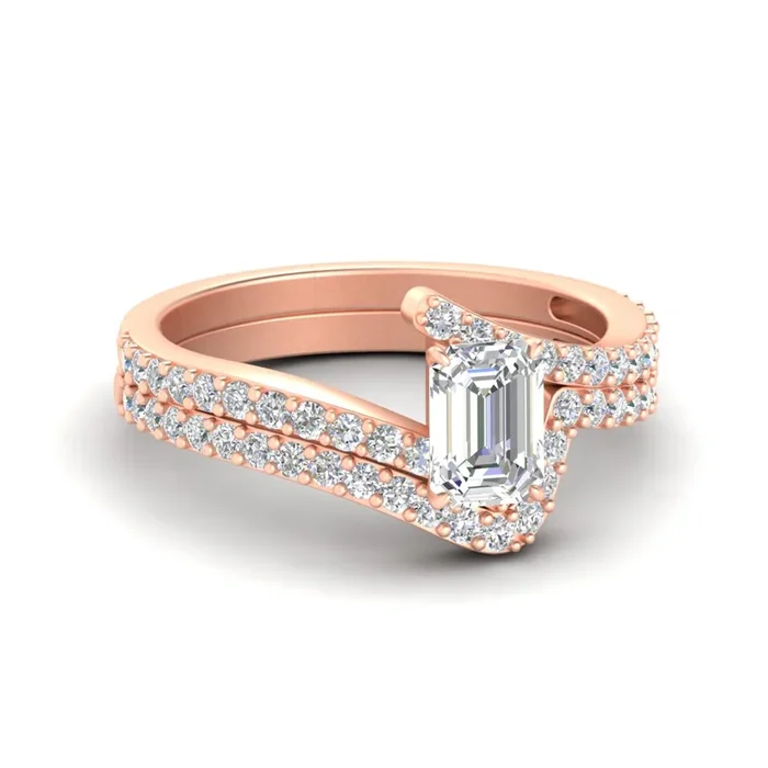 Petite Bypass Emerald Cut Bridal Set