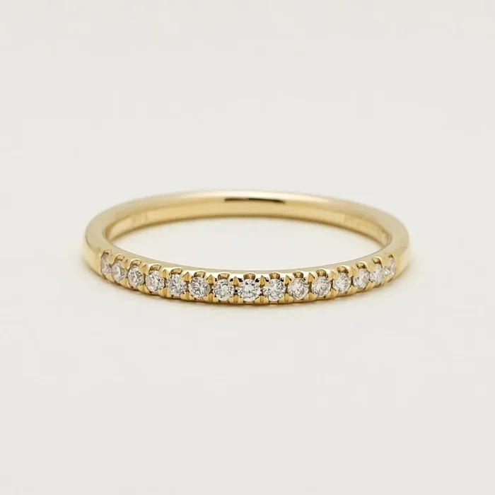 Petite Micro Pave Comfort Fit Diamond Band in 14kt Yellow Gold (1/7ct tw)