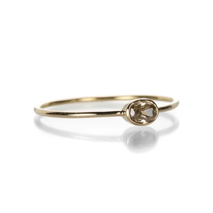 Petite Oval Cognac Diamond Ring