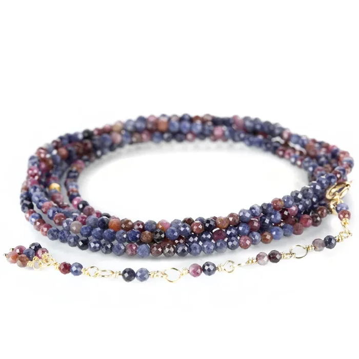 Pink and Blue Sapphire Wrap Bracelet