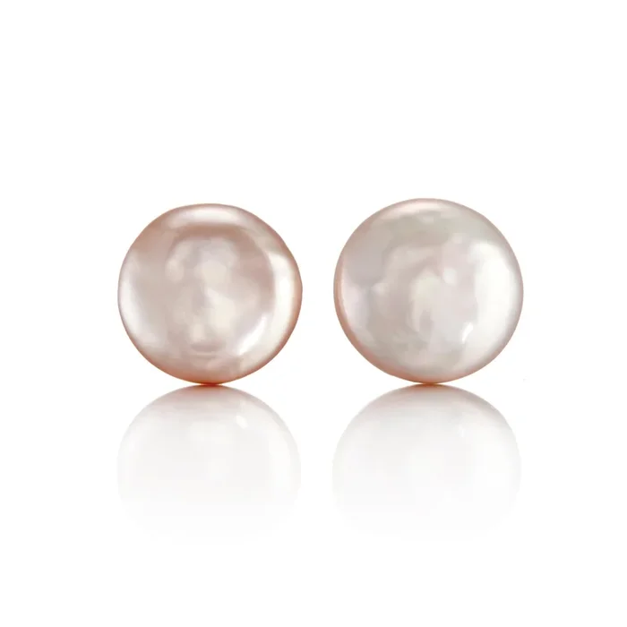 Pink Coin Pearl Earrings