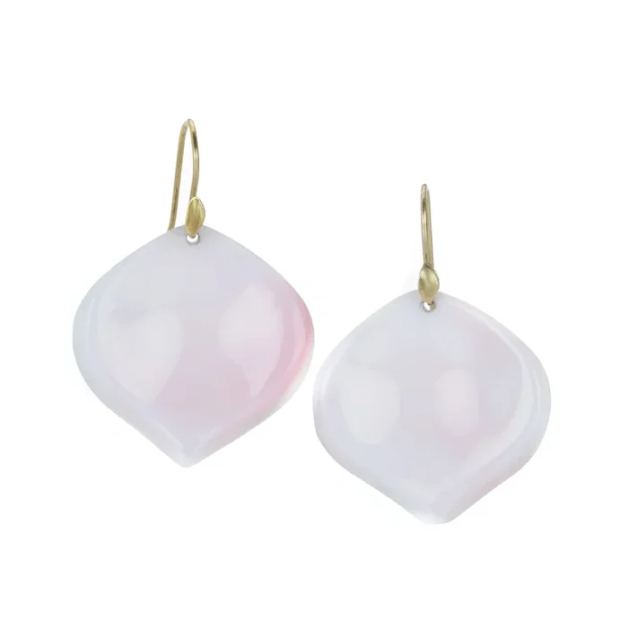 Pink Conch Rose Petal Drop Earrings