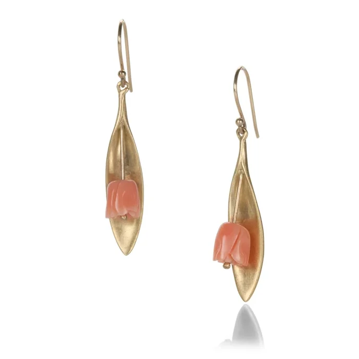 Pink Coral Tulip Earrings