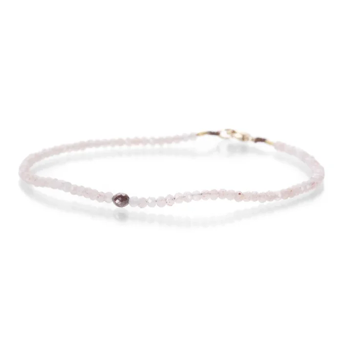 Pink Moonstone and Brown Diamond Bracelet