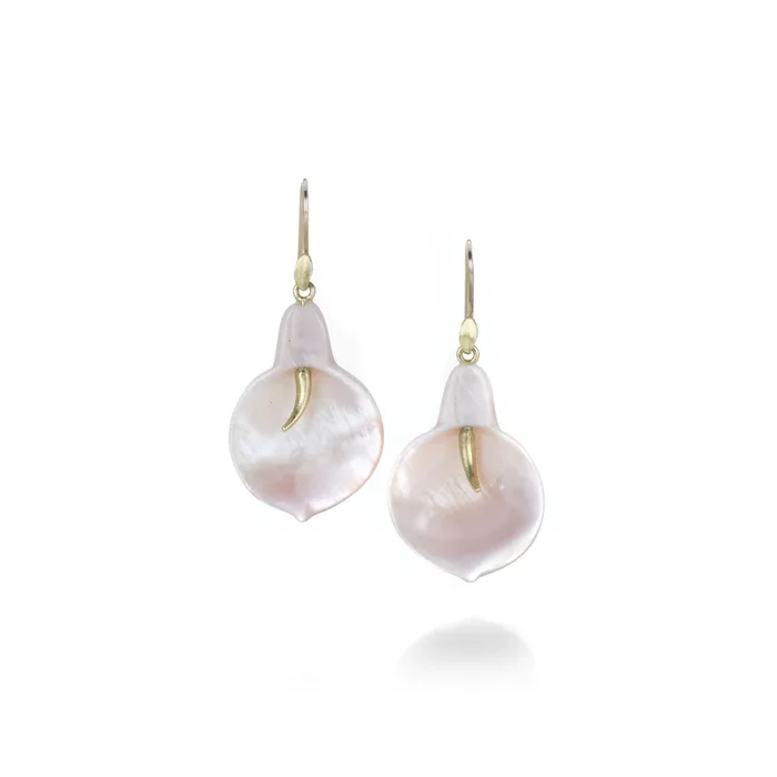 Pink Mother of Pearl Calla Lily Earrings