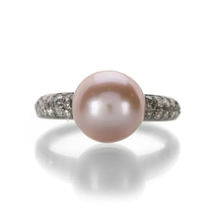 Pink Pearl and Diamond Ring