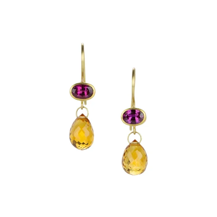 Pink Sapphire and Citrine Apple & Eve Earrings