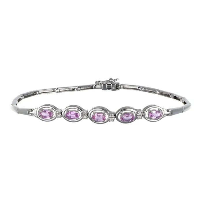 Pink Sapphire Bracelet (Pink Sapphire 1.49 cts. White Diamond 0.08 cts.)