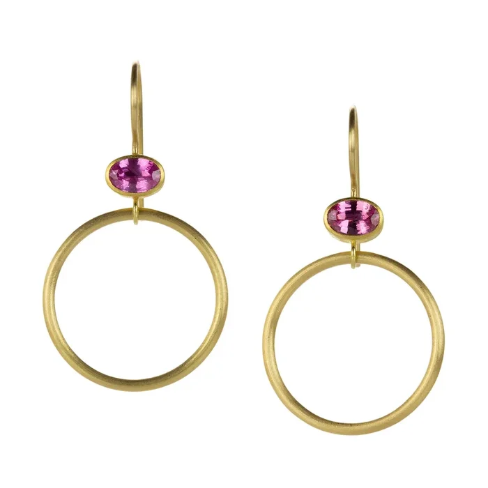 Pink Sapphire Jump Through Hoop Earrings