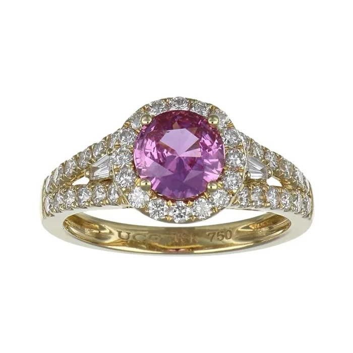 Pink Sapphire Ring (Pink Sapphire 1.13 cts. White Diamond 0.12 cts. White Diamond 0.75 cts.)