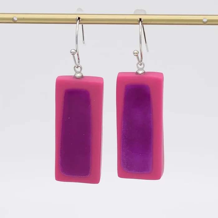 Pink Sloan Rectangular Earrings