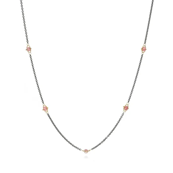Pink Spinel Textile Station Necklace