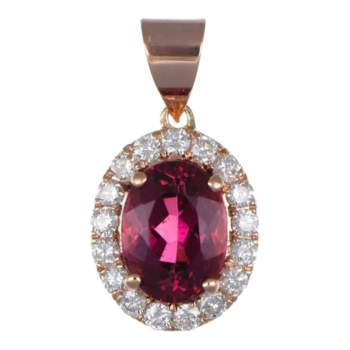 Pink Tourmaline Pendant (Pink Tourmaline 1.63 cts. White Diamond 0.32 cts)