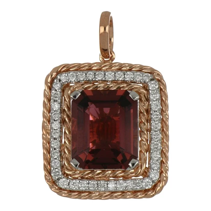 Pink Tourmaline Pendant (Tanzanite 6.88 cts. White Diamond 0.59 cts.)