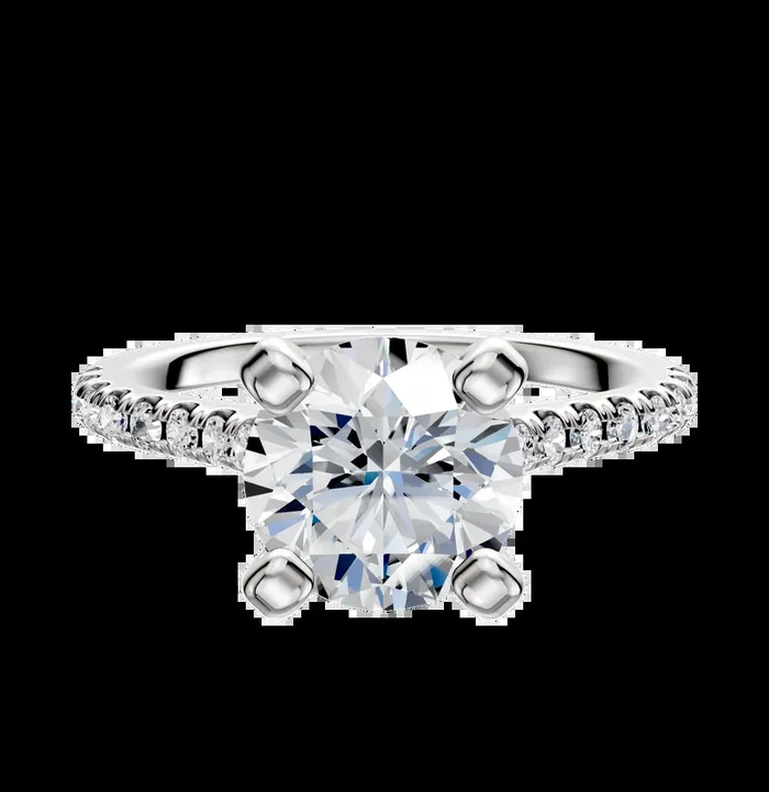 Platinum 4 Prong Cathedral Dome 1-Row-Pave 2.5mm Engagement Ring