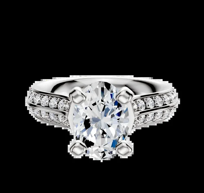 Platinum 4 Prong Cathedral Knife Edge 1-Row-Pave 2.5mm Engagement Ring