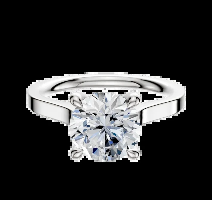 Platinum 4 Prong Hidden Halo Cathedral Flat 2.0mm Engagement Ring