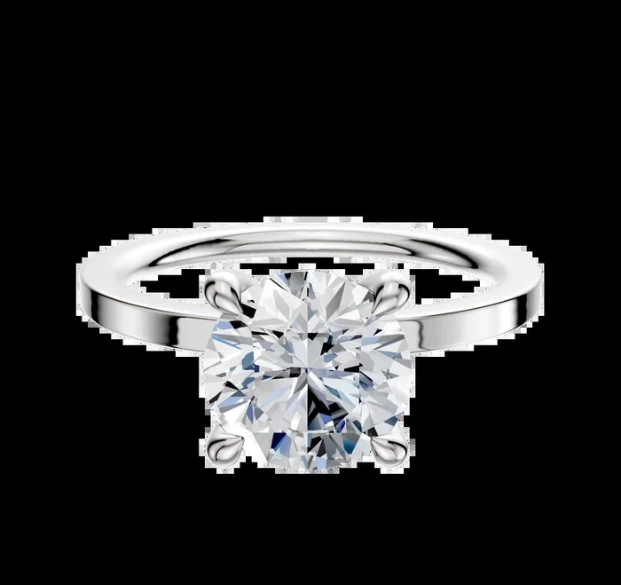 Platinum 4 Prong Hidden Halo Classic Flat 1.5mm Engagement Ring