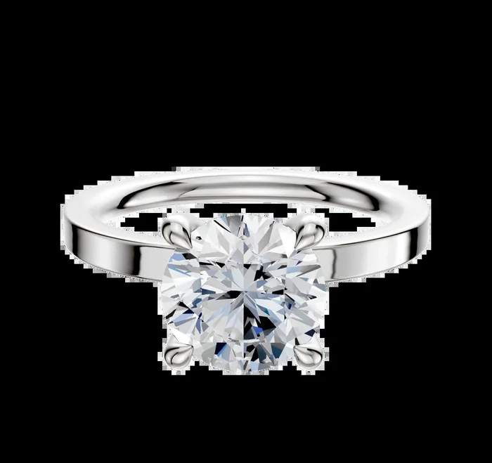 Platinum 4 Prong Hidden Halo Classic Flat 2.0mm Engagement Ring