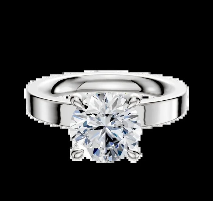 Platinum 4 Prong Hidden Halo Classic Flat 3.0mm Engagement Ring