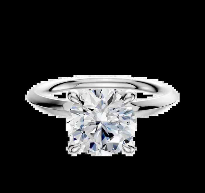 Platinum 4 Prong Hidden Halo Classic Knife Edge 2.0mm Engagement Ring