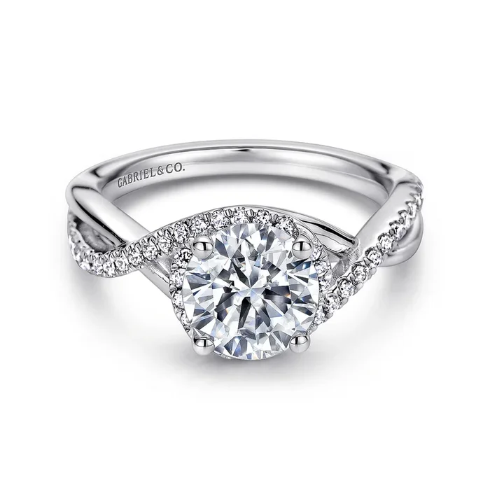 Platinum ‘Courtney’ Twist Round Diamond Engagement Ring
