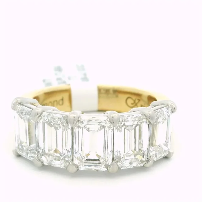 Platinum And 18K Yellow Gold Lab Grown Diamonds Half Anniversary Band